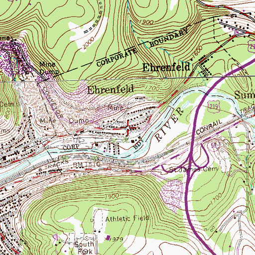 Topographic Map of Ehrenfeld, PA