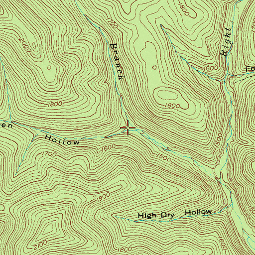 Topographic Map of Eighteen Hollow, PA