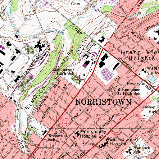 Topographic Map of Eisenhower Middle School, PA