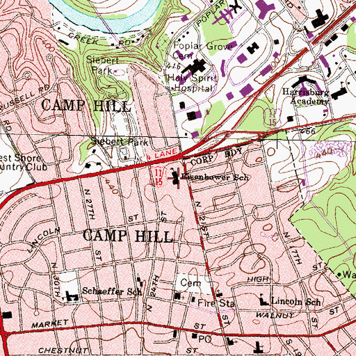 Topographic Map of Eisenhower School, PA