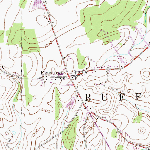 Topographic Map of Ekastown, PA