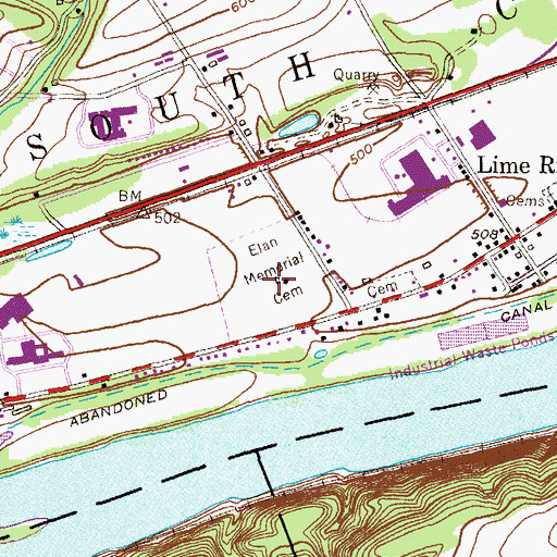 Topographic Map of Elan Memorial Cemetery, PA