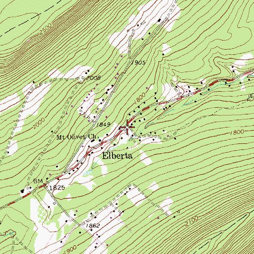 Topographic Map of Elberta, PA