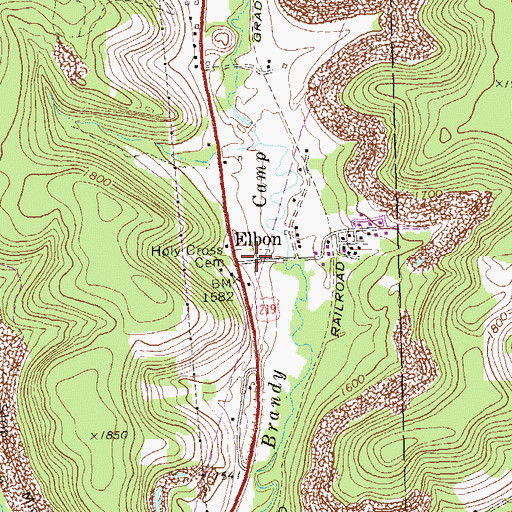 Topographic Map of Elbon, PA