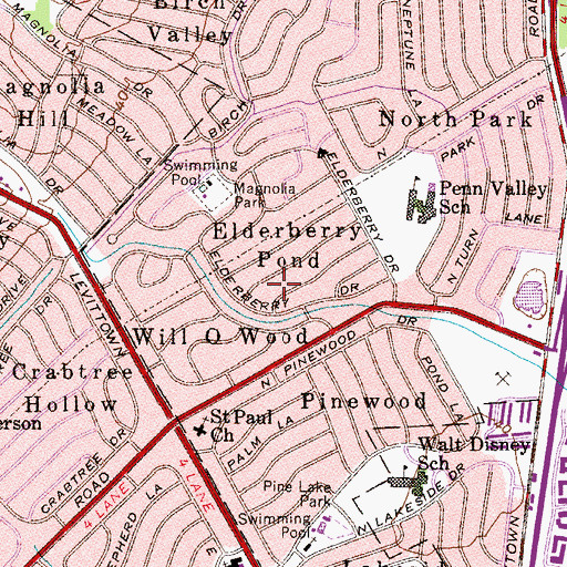 Topographic Map of Elderberry Pond, PA