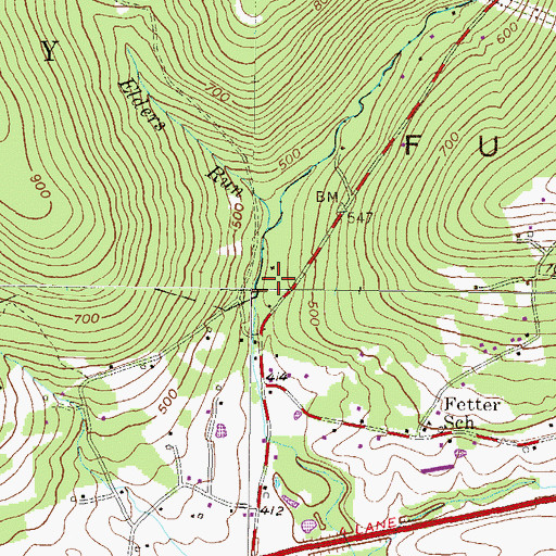 Topographic Map of Elders Run, PA