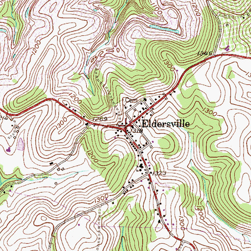 Topographic Map of Eldersville, PA