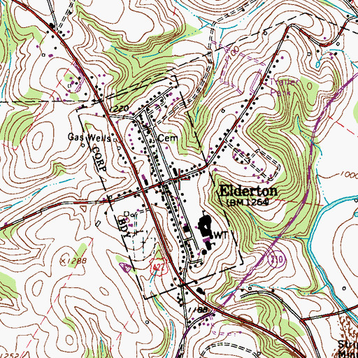 Topographic Map of Elderton, PA