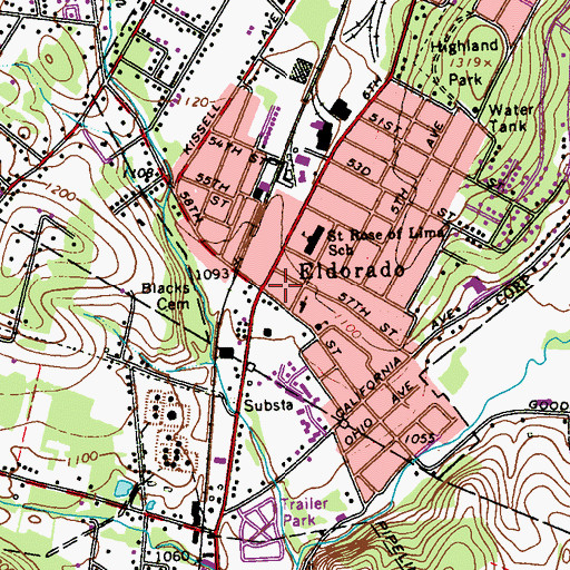 Topographic Map of Eldorado, PA