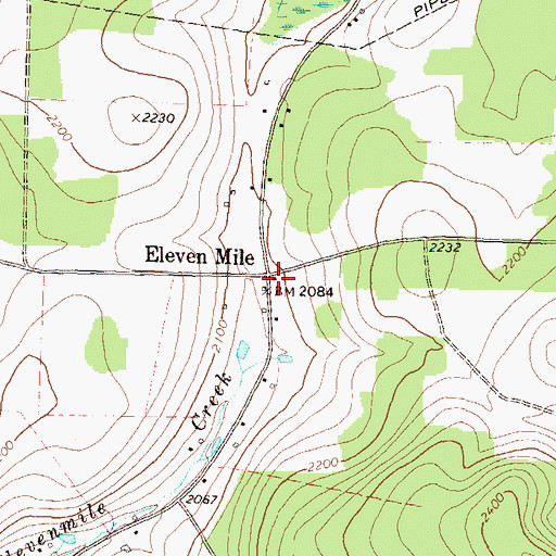 Topographic Map of Eleven Mile, PA
