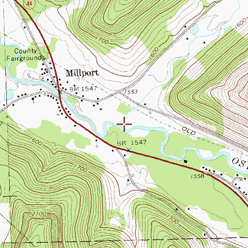 Topographic Map of Elevenmile Creek, PA