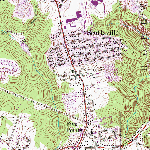 Topographic Map of Elijah  / Saint Elijah Serbian Cemetery, PA