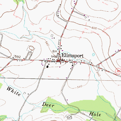 Topographic Map of Elimsport, PA
