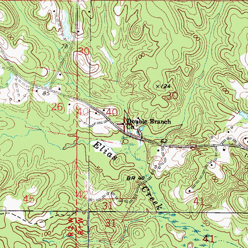 Topographic Map of Double Branch Assembly of God Church, AL