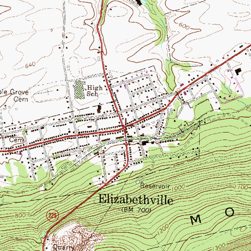 Topographic Map of Elizabethville, PA