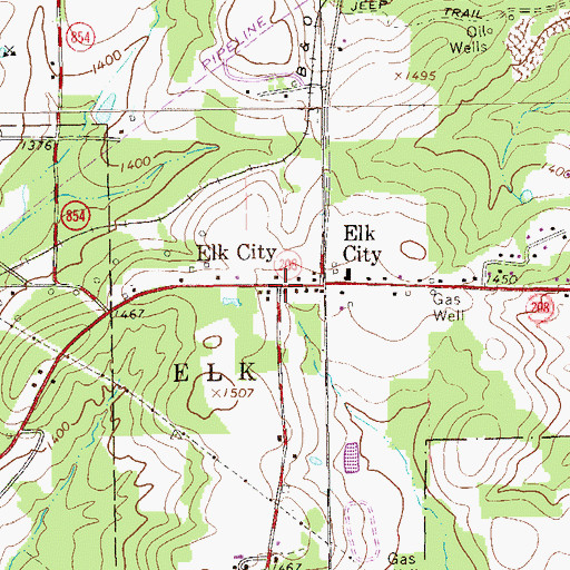 Topographic Map of Elk City, PA