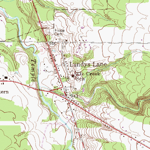 Topographic Map of Elk Creek School, PA