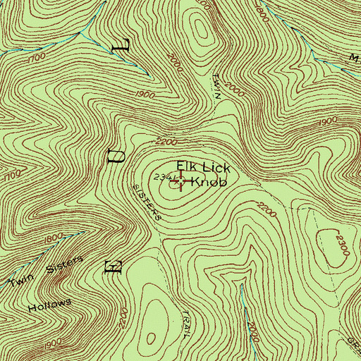 Topographic Map of Elk Lick Knob, PA