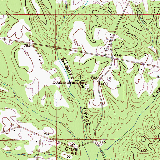 Topographic Map of Double Branches Church, AL