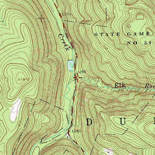 Topographic Map of Elk Rock Run, PA