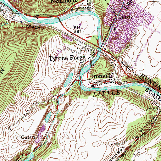 Topographic Map of Elk Run, PA