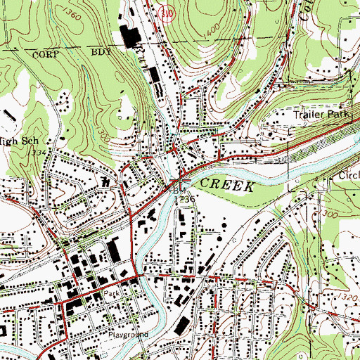 Topographic Map of Elk Run, PA