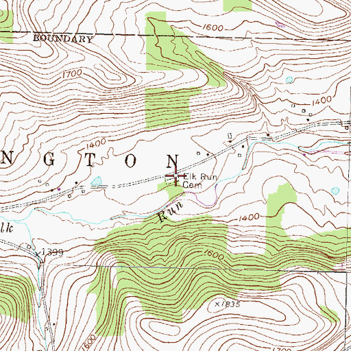 Topographic Map of Elk Run Cemetery, PA