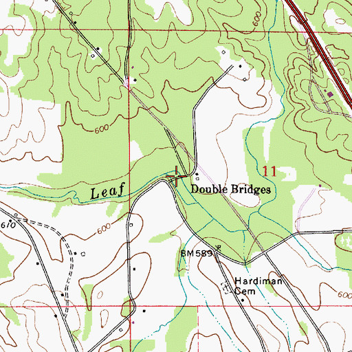 Topographic Map of Double Bridges, AL