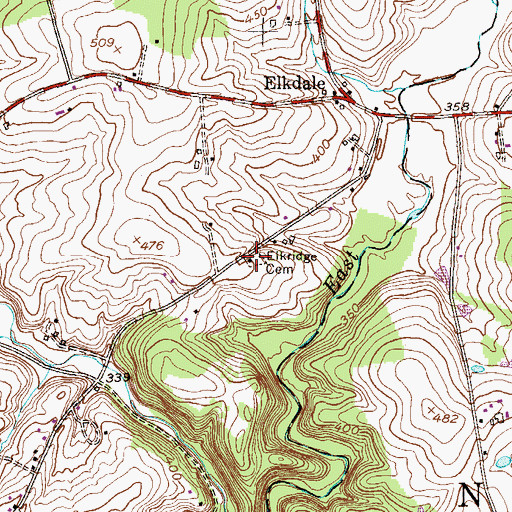 Topographic Map of Elkridge Cemetery, PA