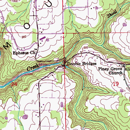 Topographic Map of Double Bridges, AL