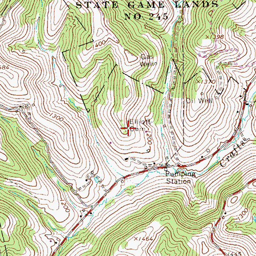 Topographic Map of Elliott Cemetery, PA