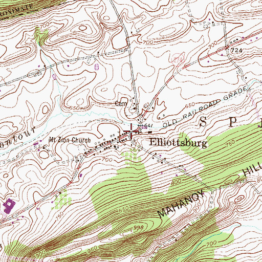 Topographic Map of Elliottsburg, PA