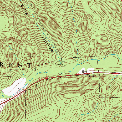 Topographic Map of Ellis Hollow, PA