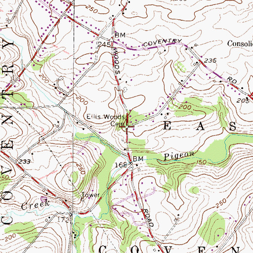 Topographic Map of Ellis Woods Cemetery, PA