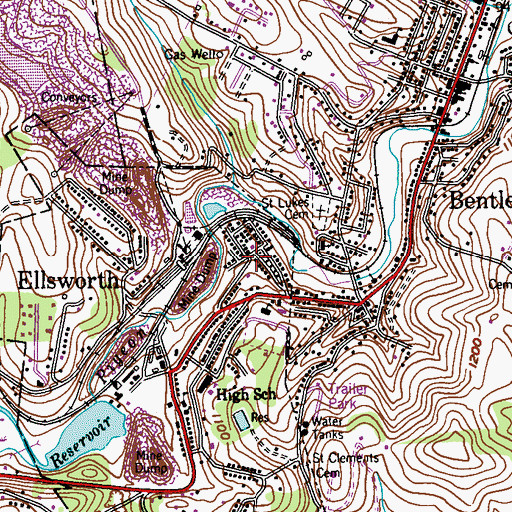 Topographic Map of Ellsworth, PA