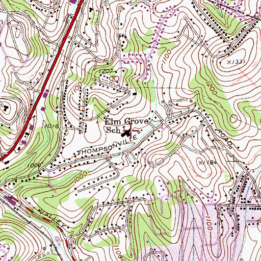 Topographic Map of Elm Grove School, PA