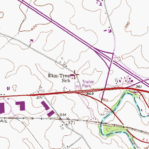 Topographic Map of Elm Tree School, PA