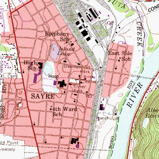 Topographic Map of Elmer Park, PA