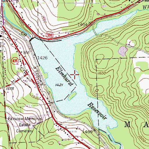 Topographic Map of Elmhurst Reservoir, PA