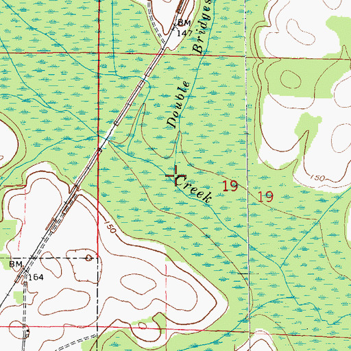 Topographic Map of Double Bridges Creek, AL