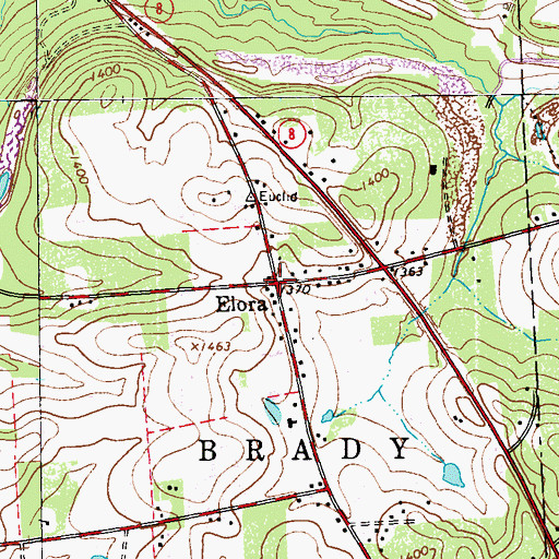 Topographic Map of Elora, PA