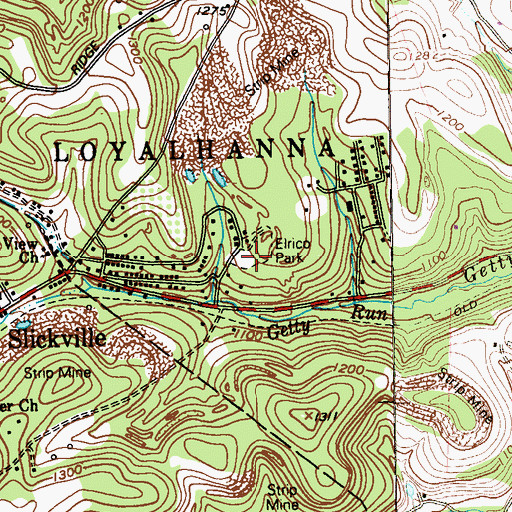 Topographic Map of Elrico School, PA