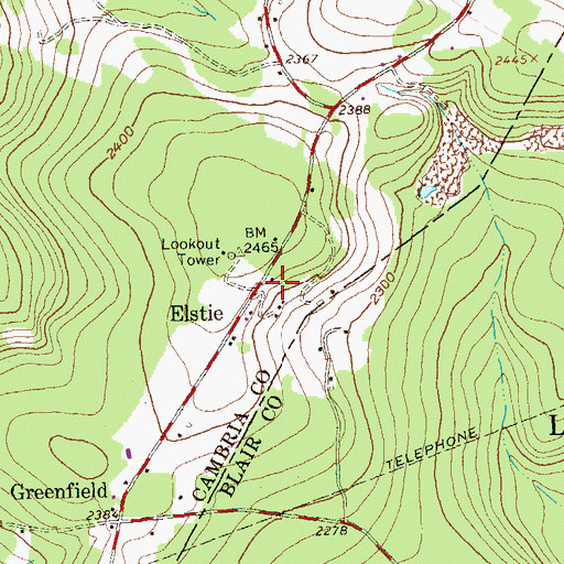 Topographic Map of Elstie, PA