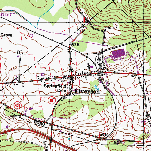 Topographic Map of Elverson, PA