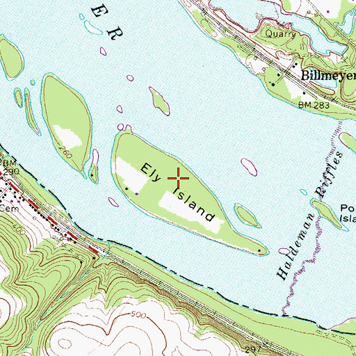 Topographic Map of Ely Island, PA