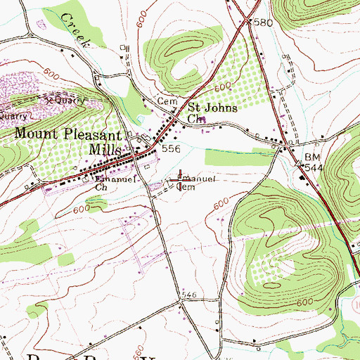 Topographic Map of Emanuel Cemetery, PA