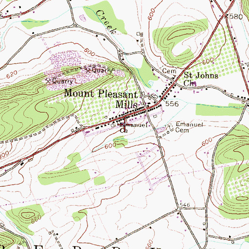 Topographic Map of Emanuel Church, PA