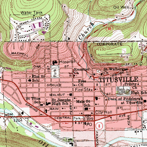 Topographic Map of Emanuel Church, PA