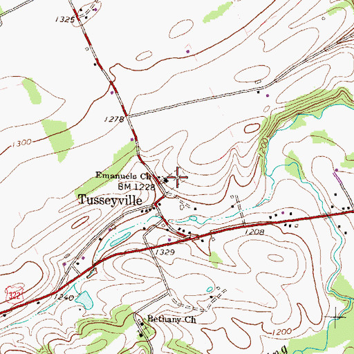 Topographic Map of Emanuels Church, PA
