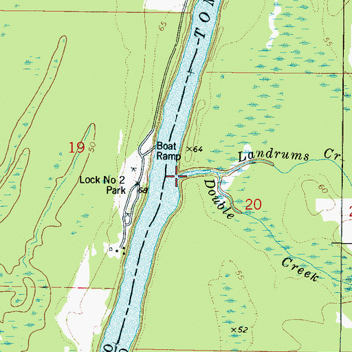 Topographic Map of Double Creek, AL